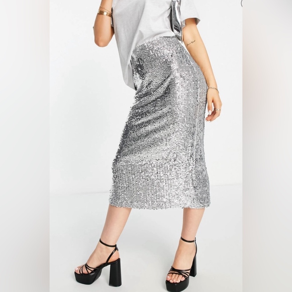 Topshop sequined midi skirt